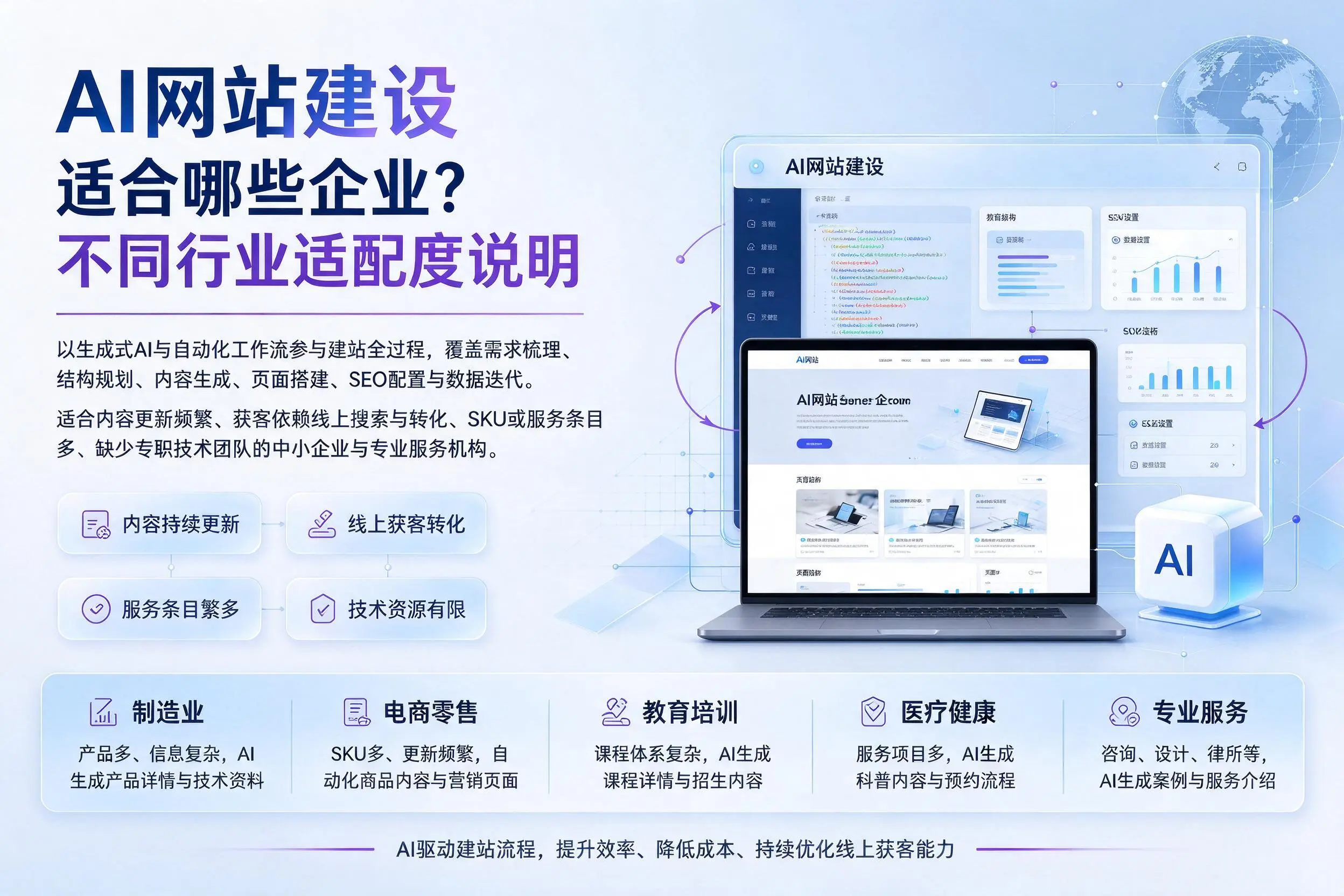 AI网站建设适合哪些企业?本溪不同行业适配度说明